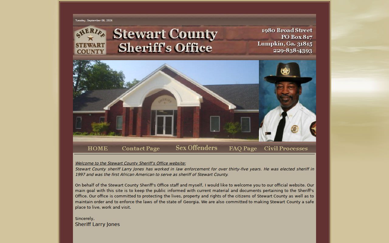 Stewart County Sheriff's Office official homepage and county service links